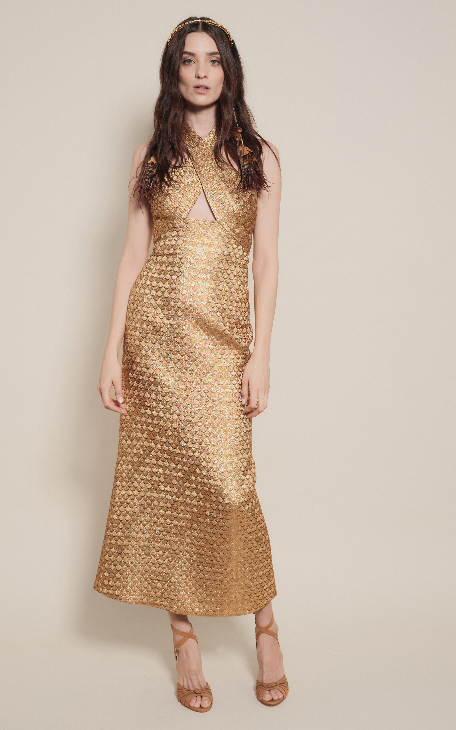 Jacquard Elegant Expedition Midi Dress gold - 3
