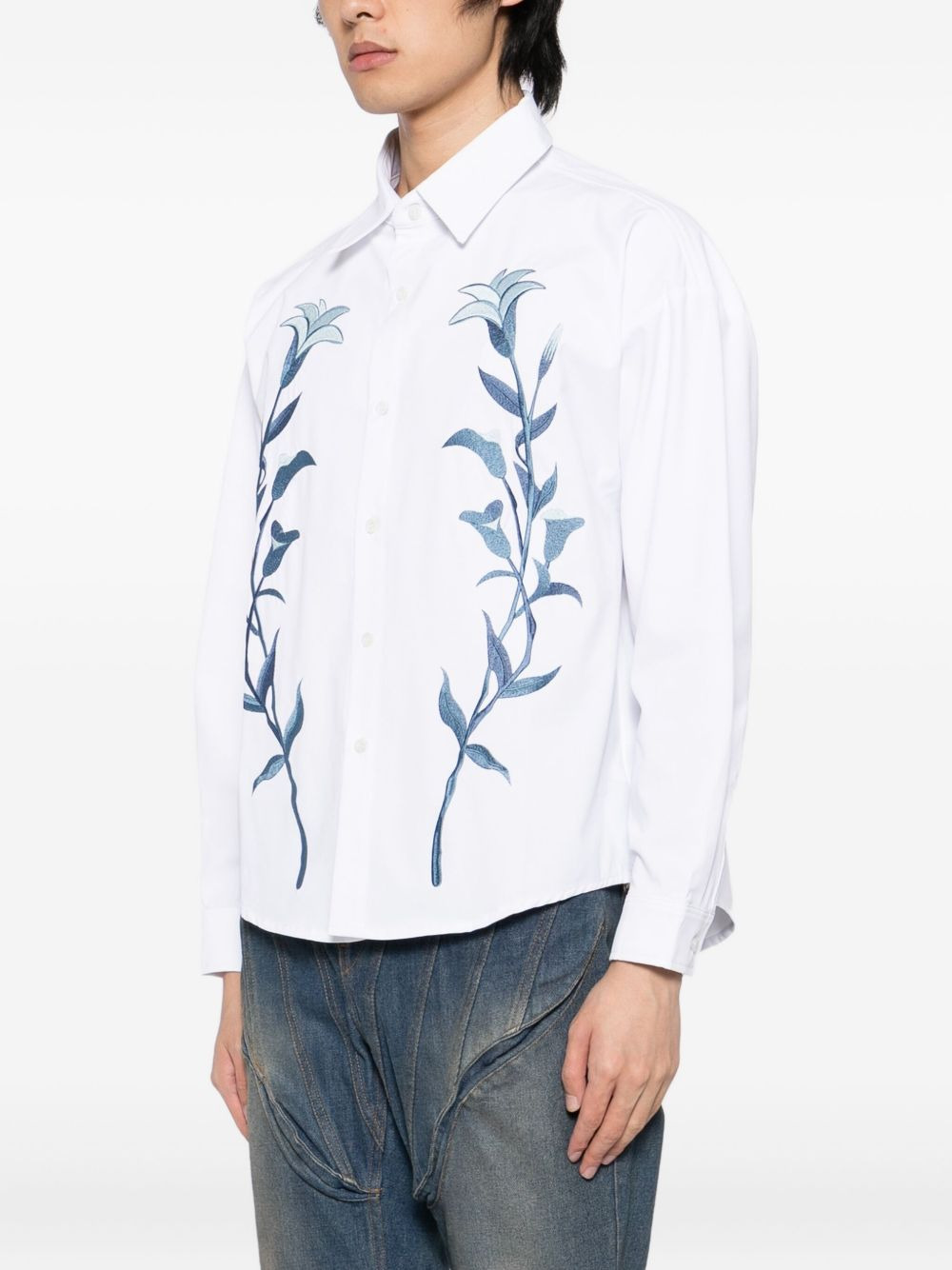 floral-embroidered shirt - 3