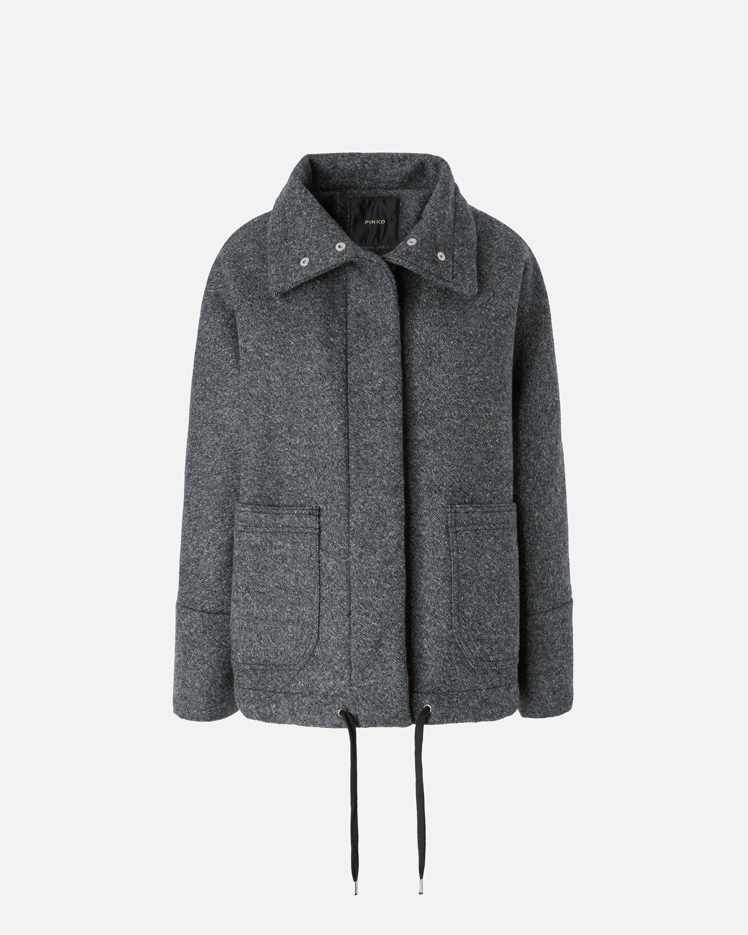 CLOTH PEA COAT WITH HIGH COLLAR - 1