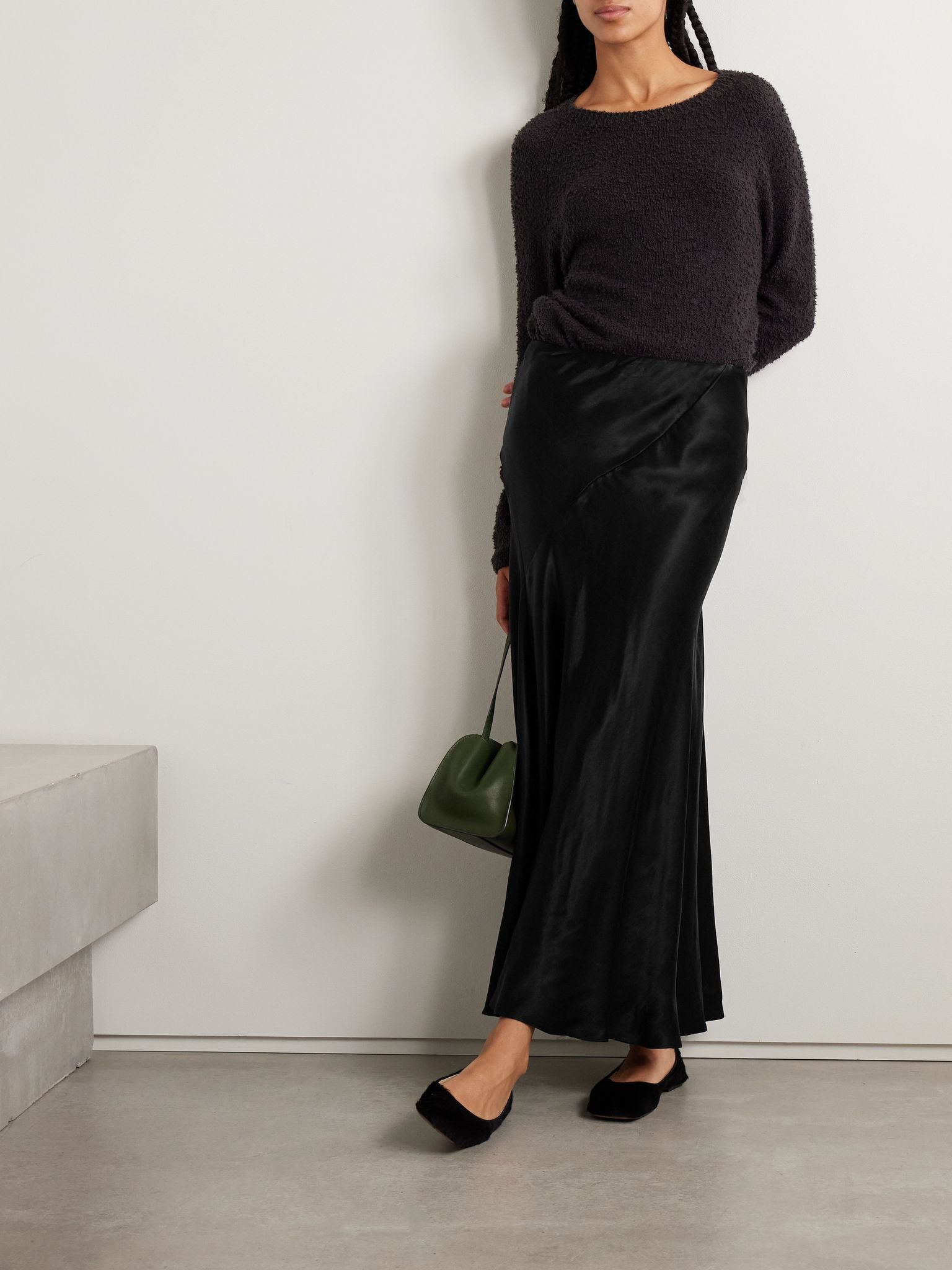 Luce washed-satin maxi skirt Black - 2