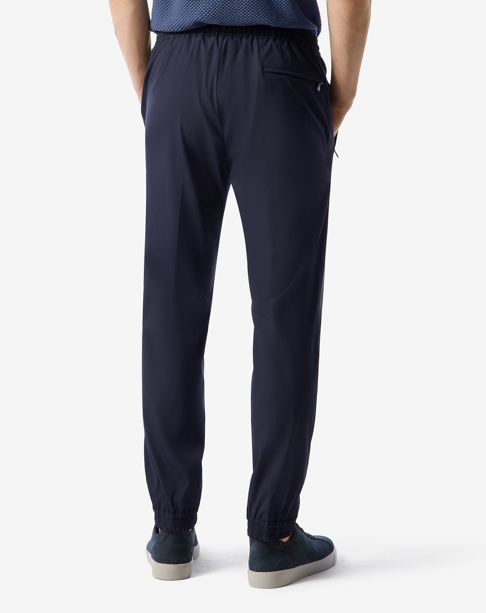 Navy blue technical wool fabric joggers - 4