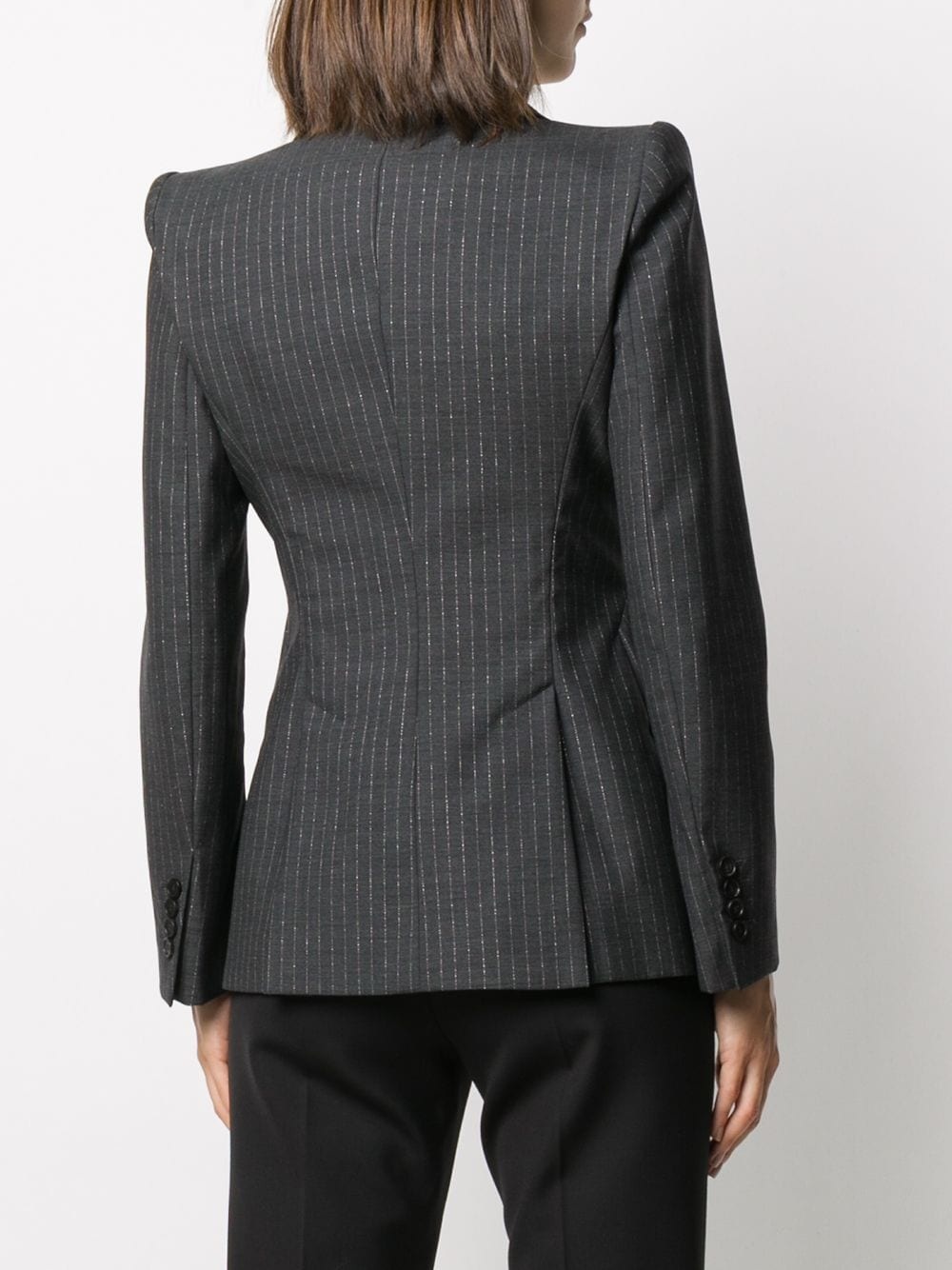 pinstripe single-breasted blazer - 4