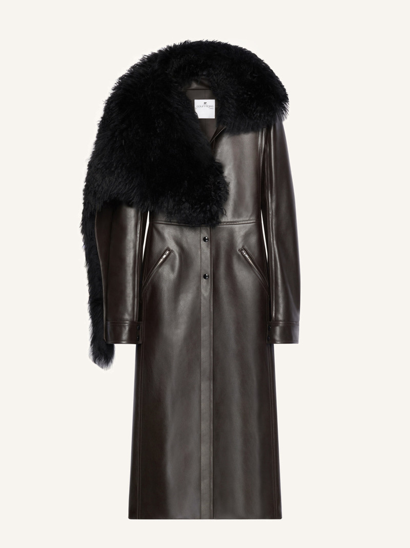 LONG LEATHER SHEARLING COLLAR COAT 1