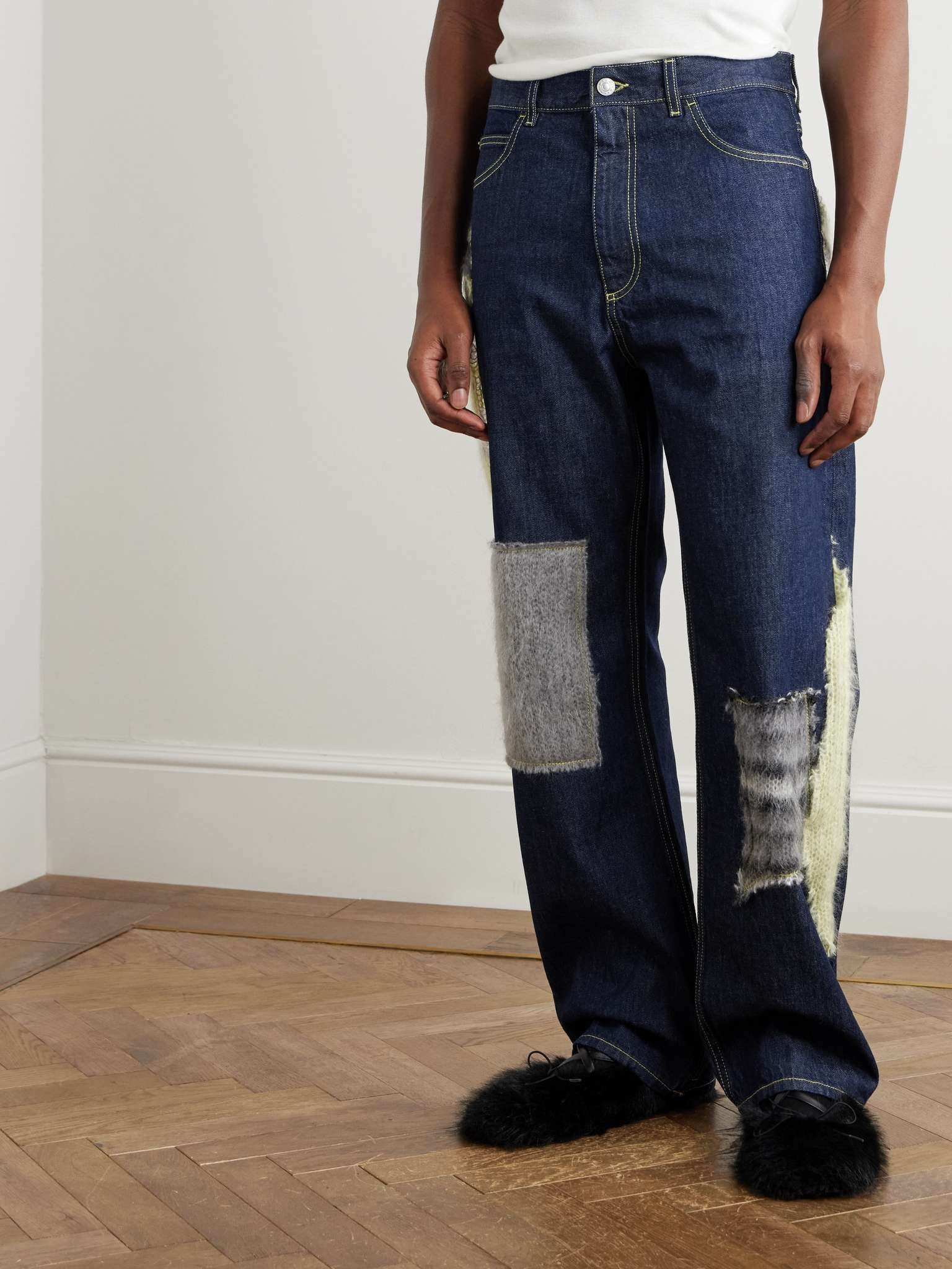 Straight-Leg Mohair-Blend Trimmed Jeans - 4