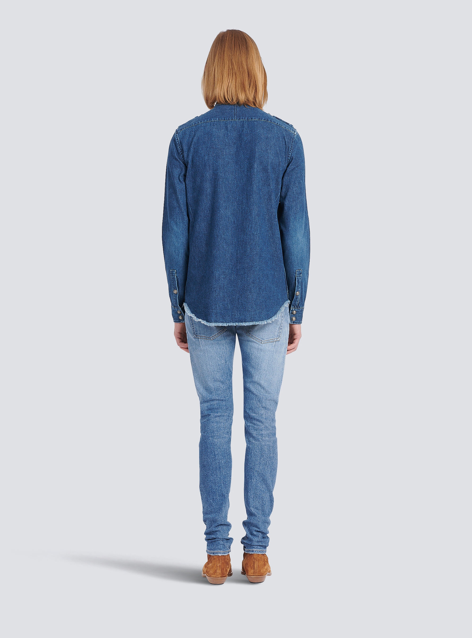 Shirt with small embossed Balmain logo - 4