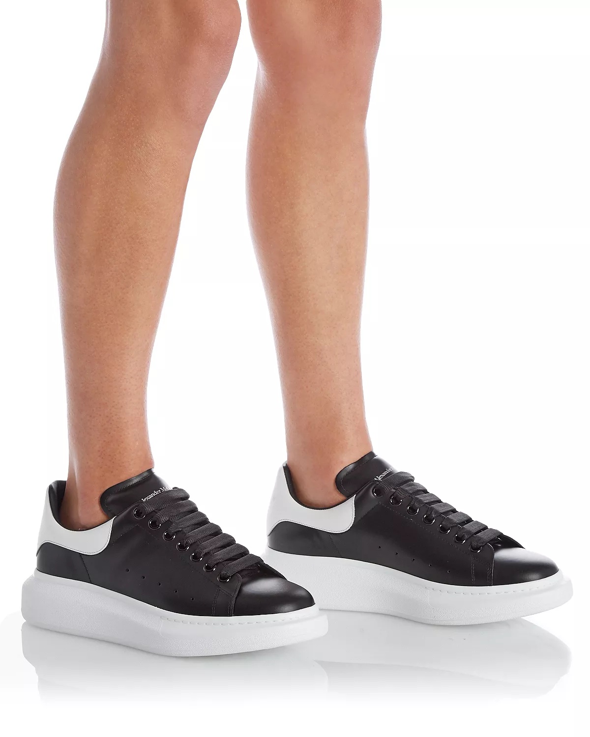 Men's Oversized Leather Heel Detail Sneakers - 2