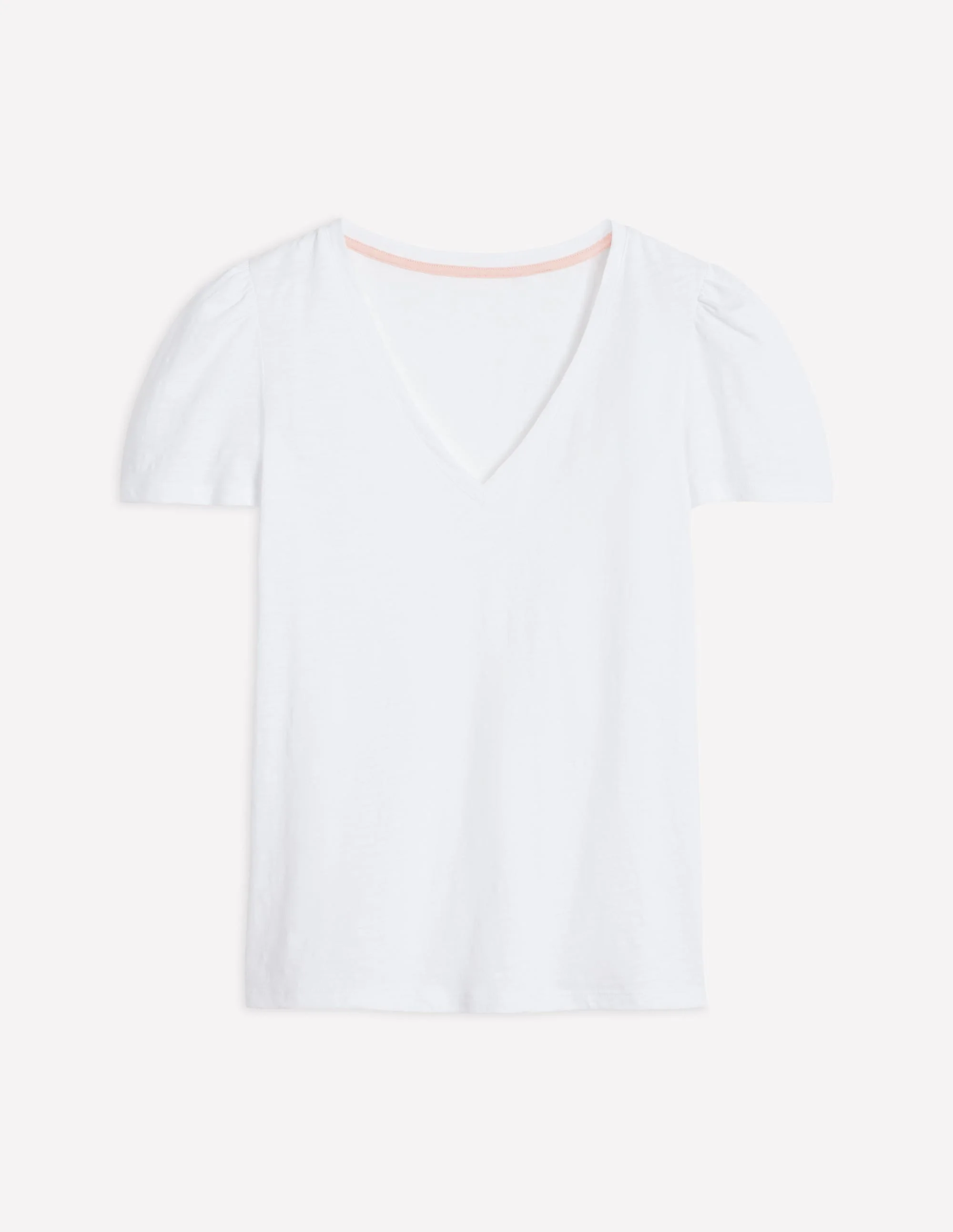 Sophie V-Neck Slub T-shirt-White - 1