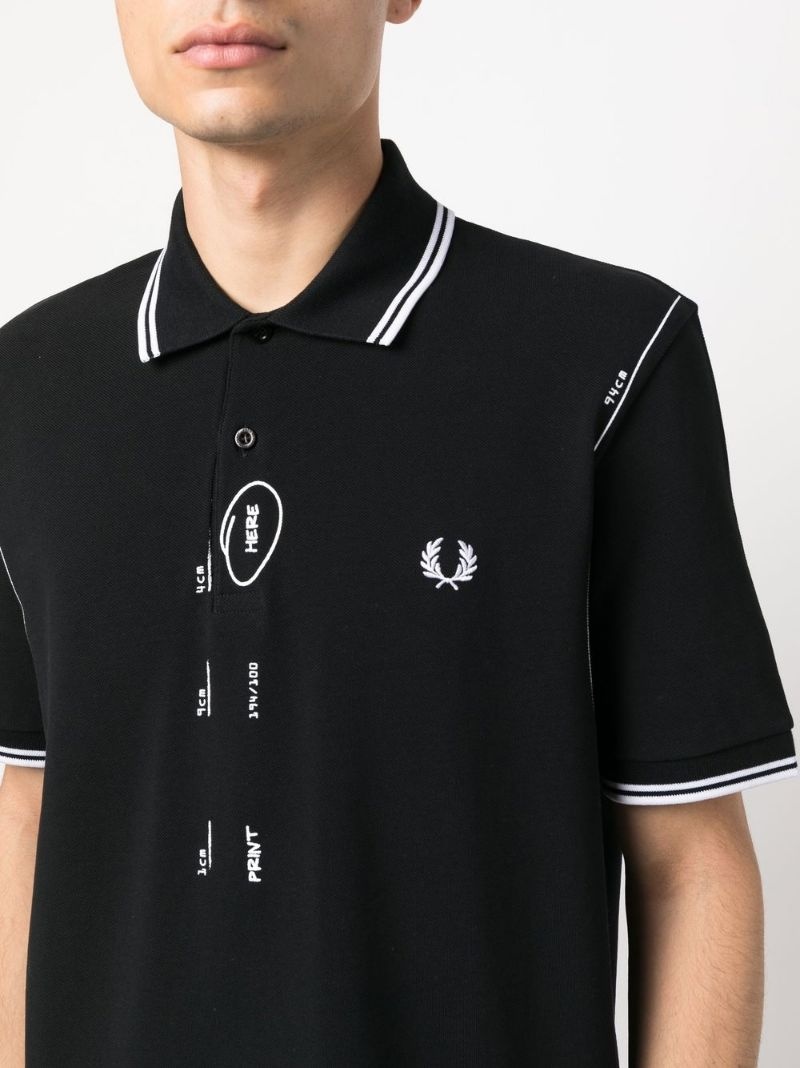 sketch-style cotton polo - 5