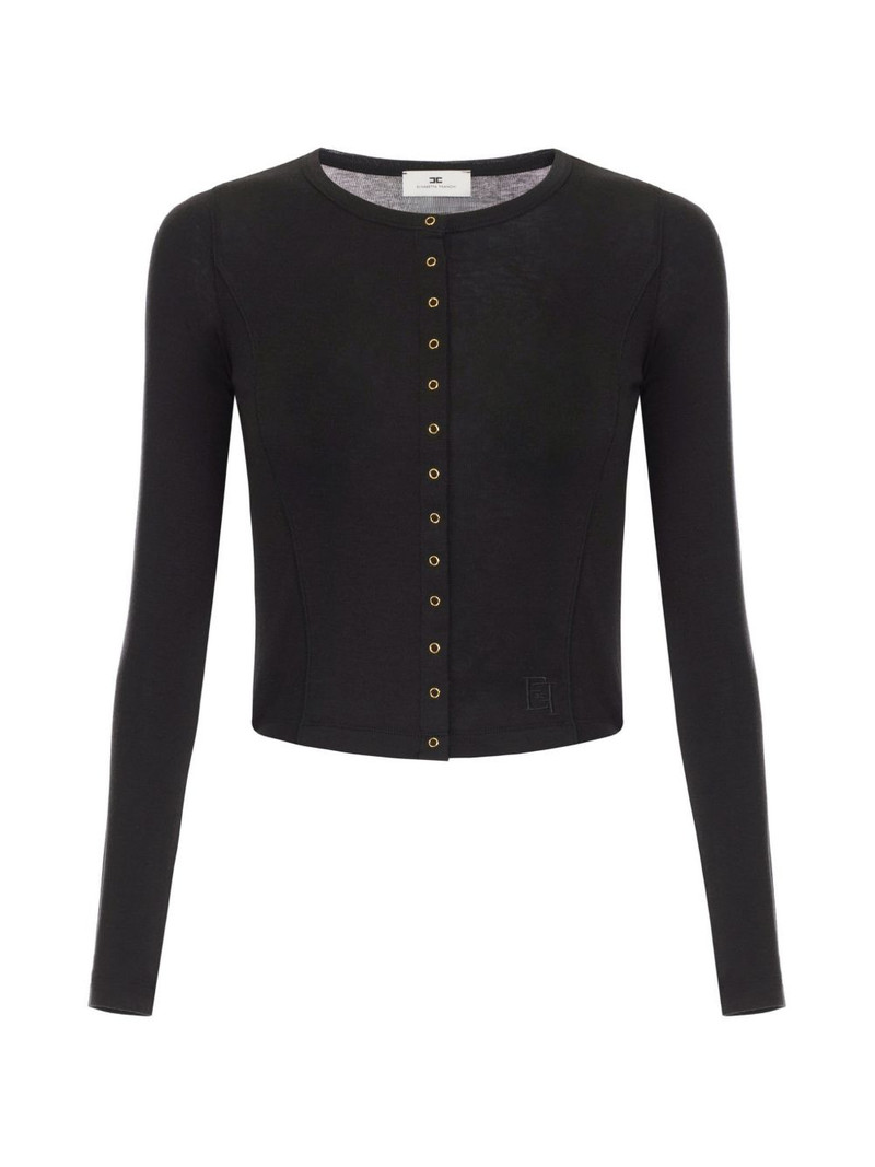 embroidered logo cardigan 1