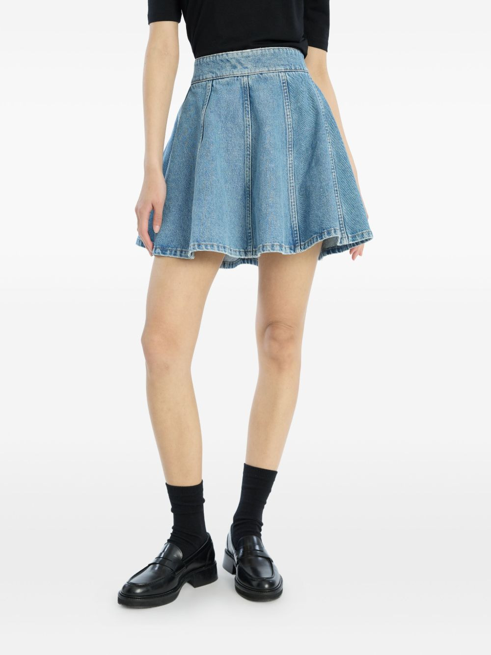 pleated denim mini skirt - 4