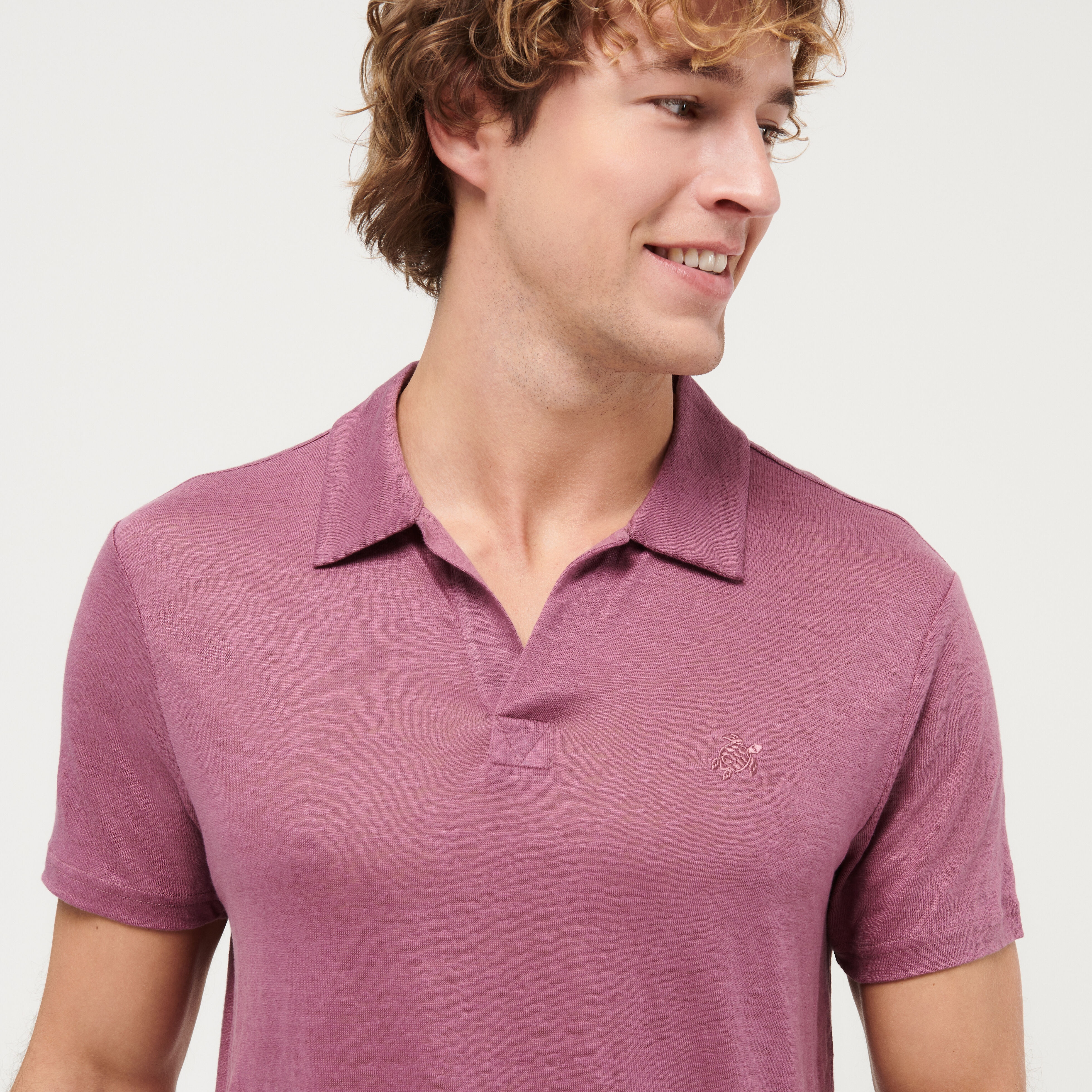 Men Linen Jersey Polo Shirt Solid - 5