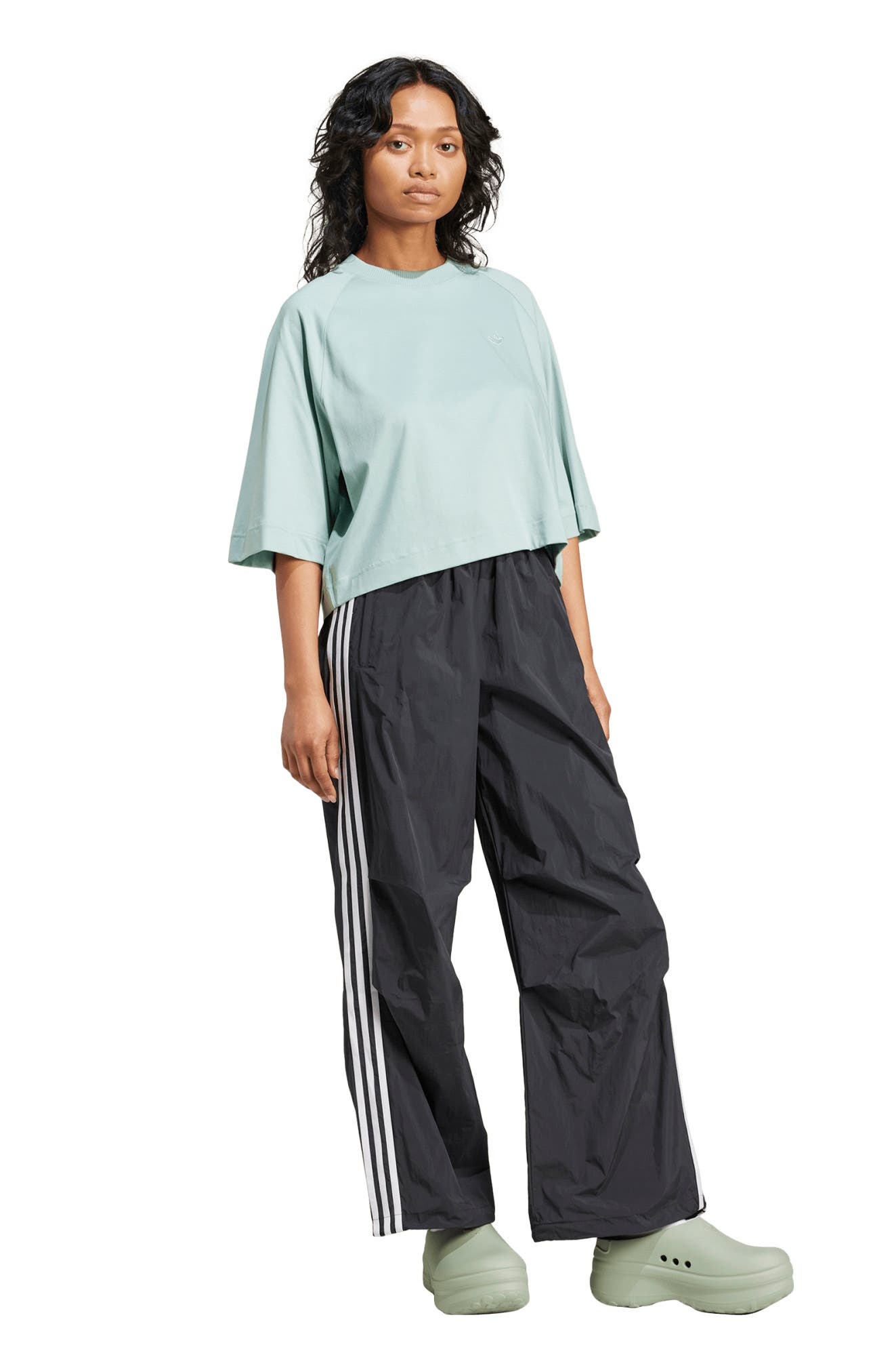 adidas Adicolor Lifestyle 3-Stripes Wide Leg Woven Pants in Black at Nordstrom - 5