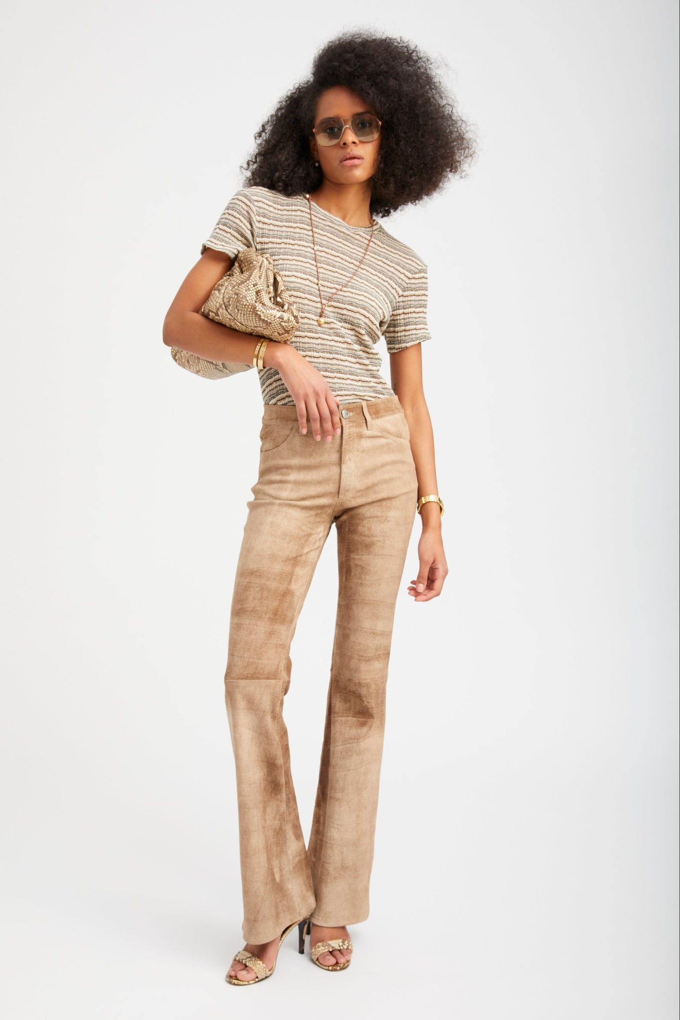 SEPIA SUEDE 5 POCKET MICRO FLARE PANTS - 2