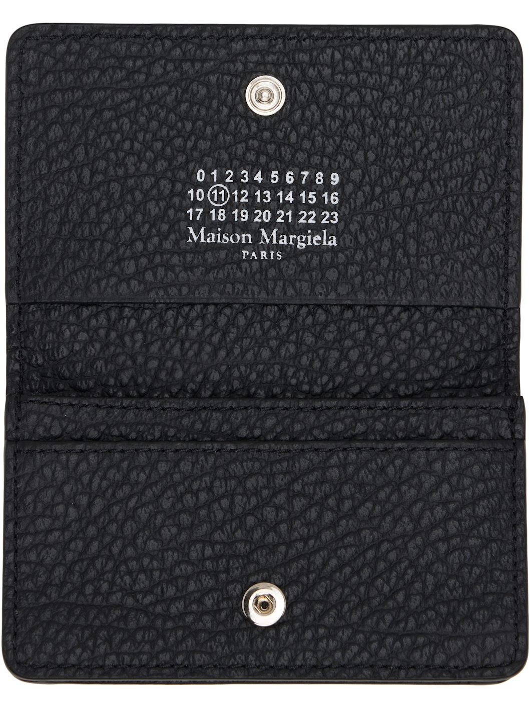 Black Grained Leather Card Holder - 3
