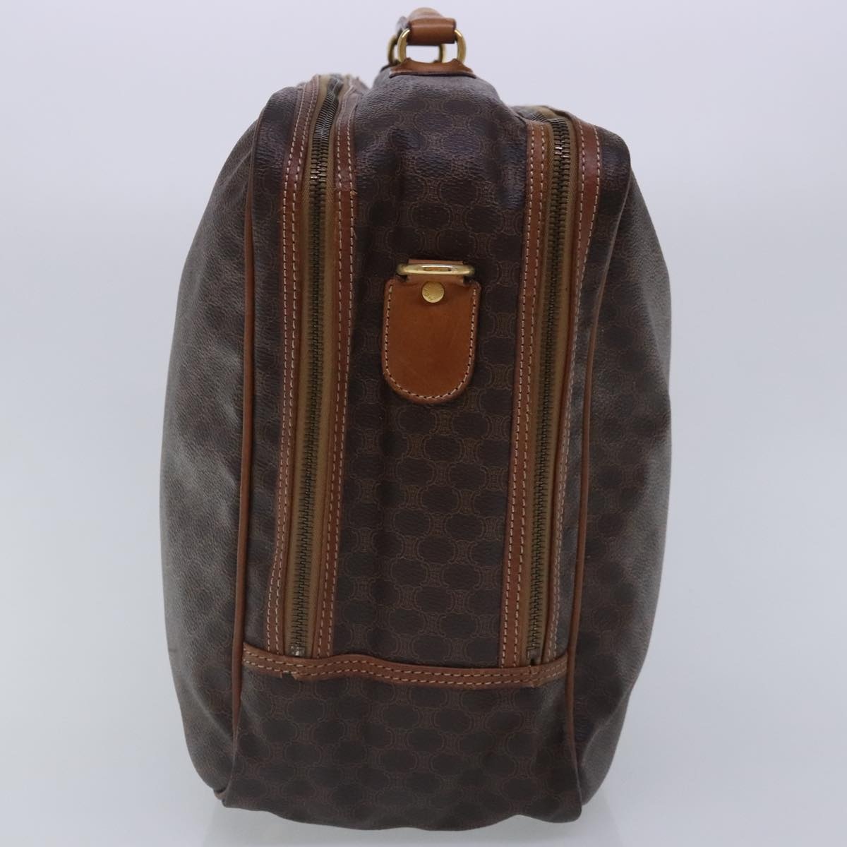 CELINE Macadam Canvas Hand Bag Pvc Leather Brown Gold - 4