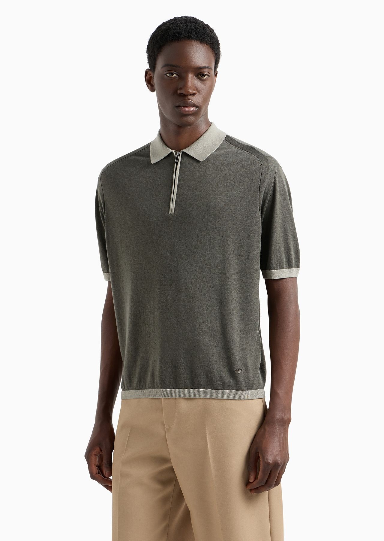 ASV Lyocell blend and virgin wool zip-up polo-shirt collar jumper - 2