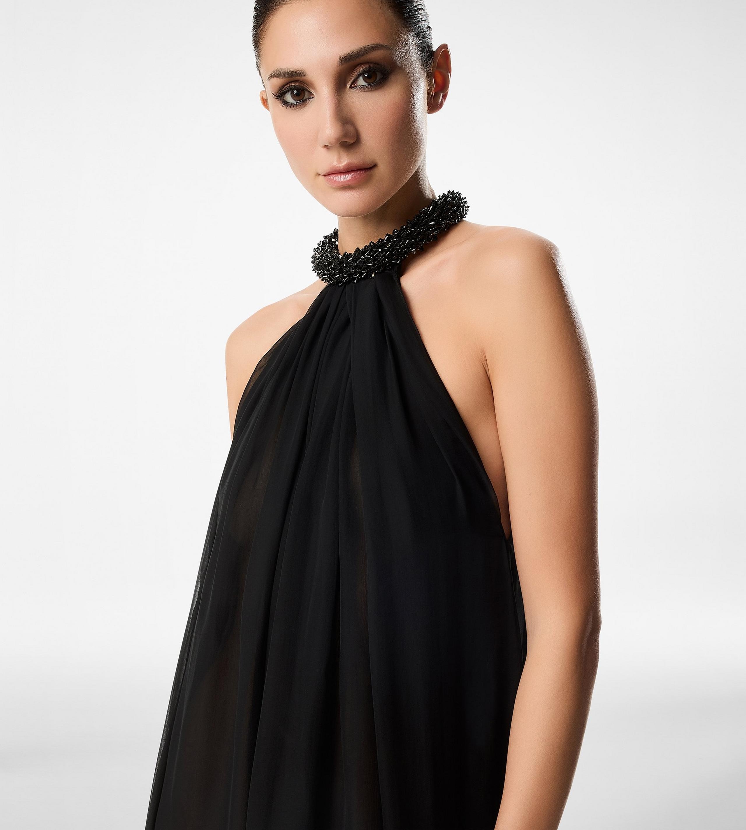 HALTERNECK EVENING DRESS WITH EMBROIDERY - 2