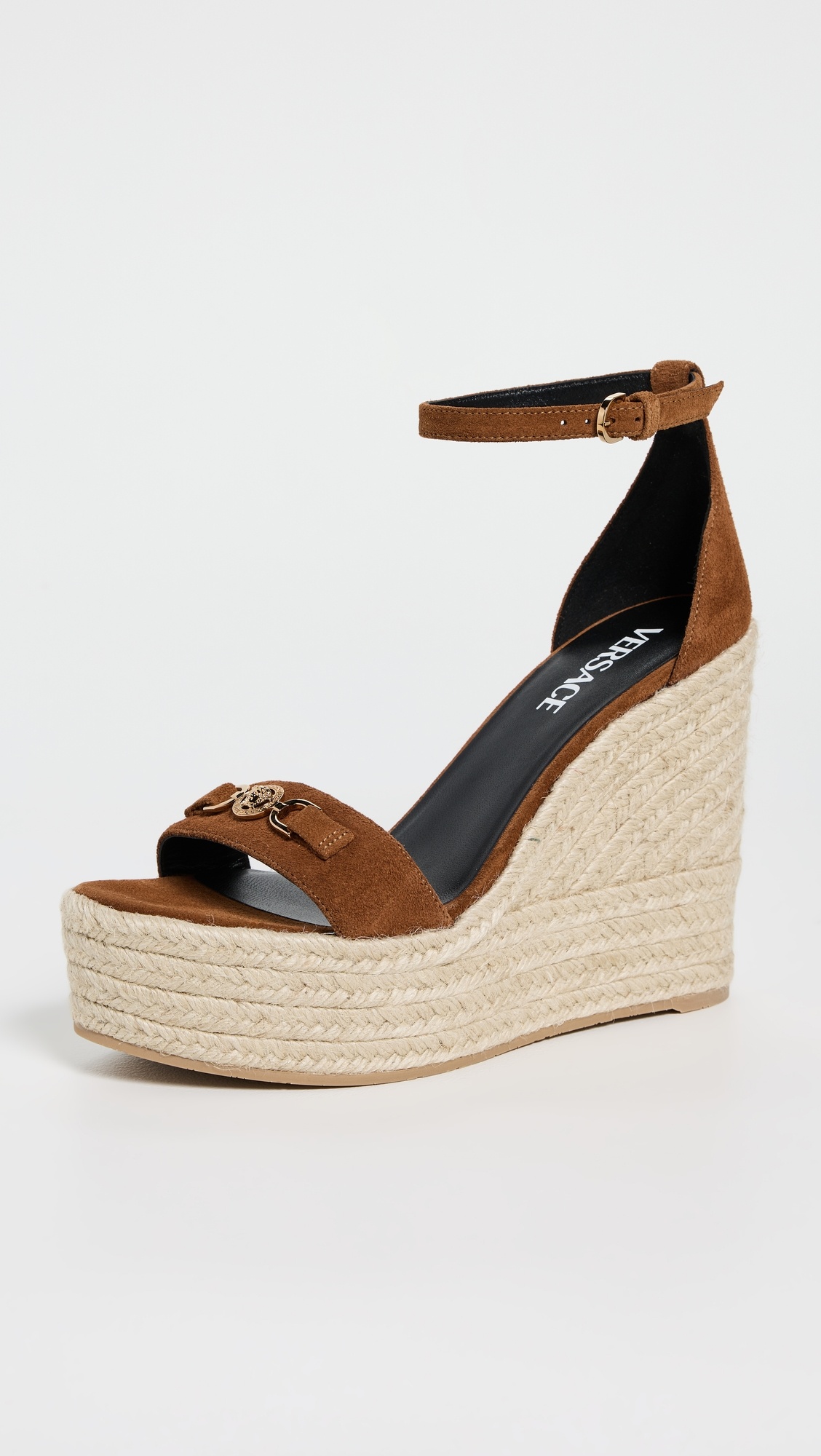 Suede Leather Espadrille Wedges - 1