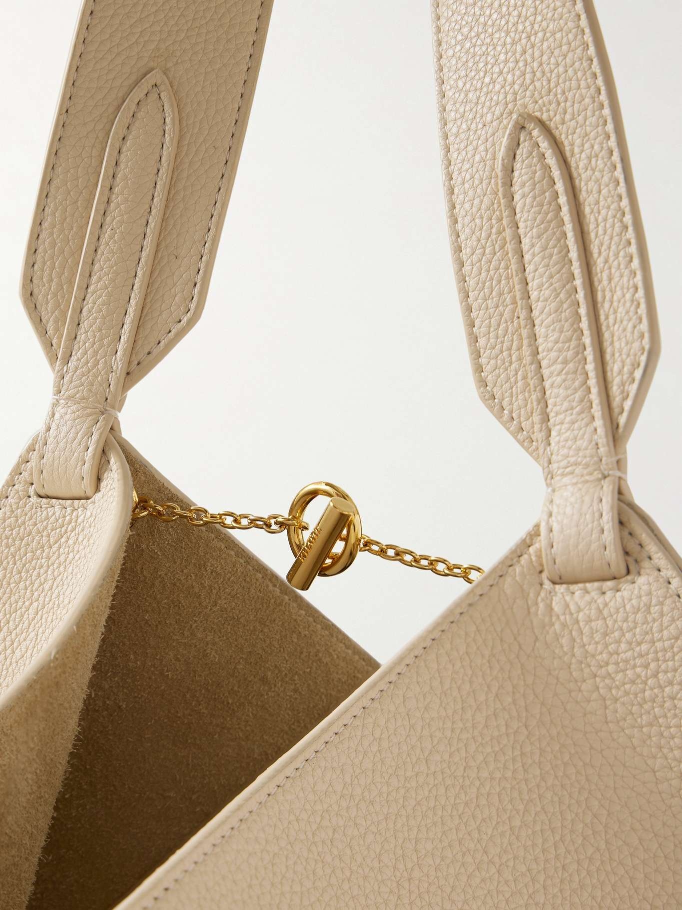 Lotus small textured-leather tote Ivory - 4