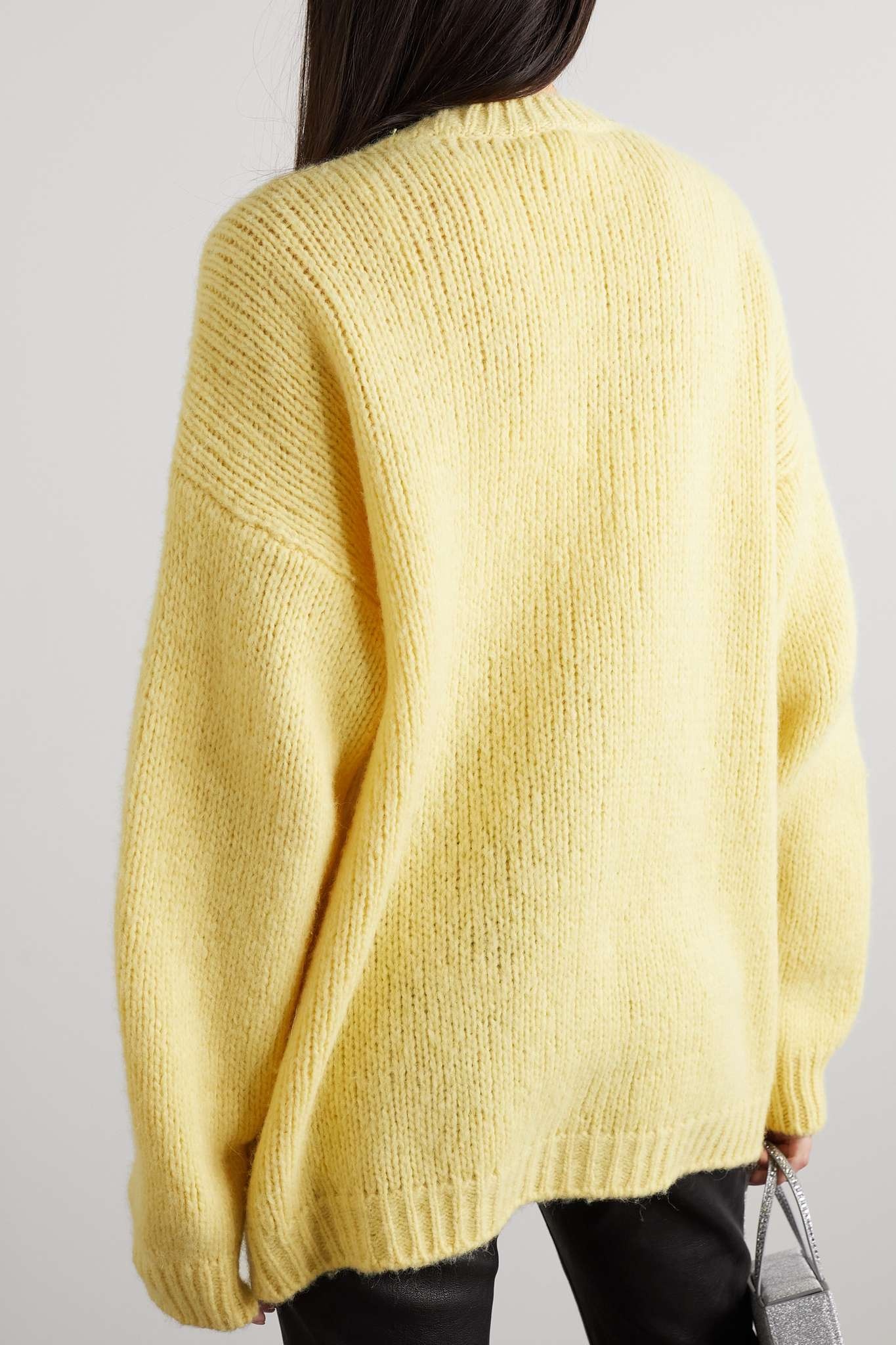 Faux pearl-embellished cable-knit alpaca-blend cardigan - 4