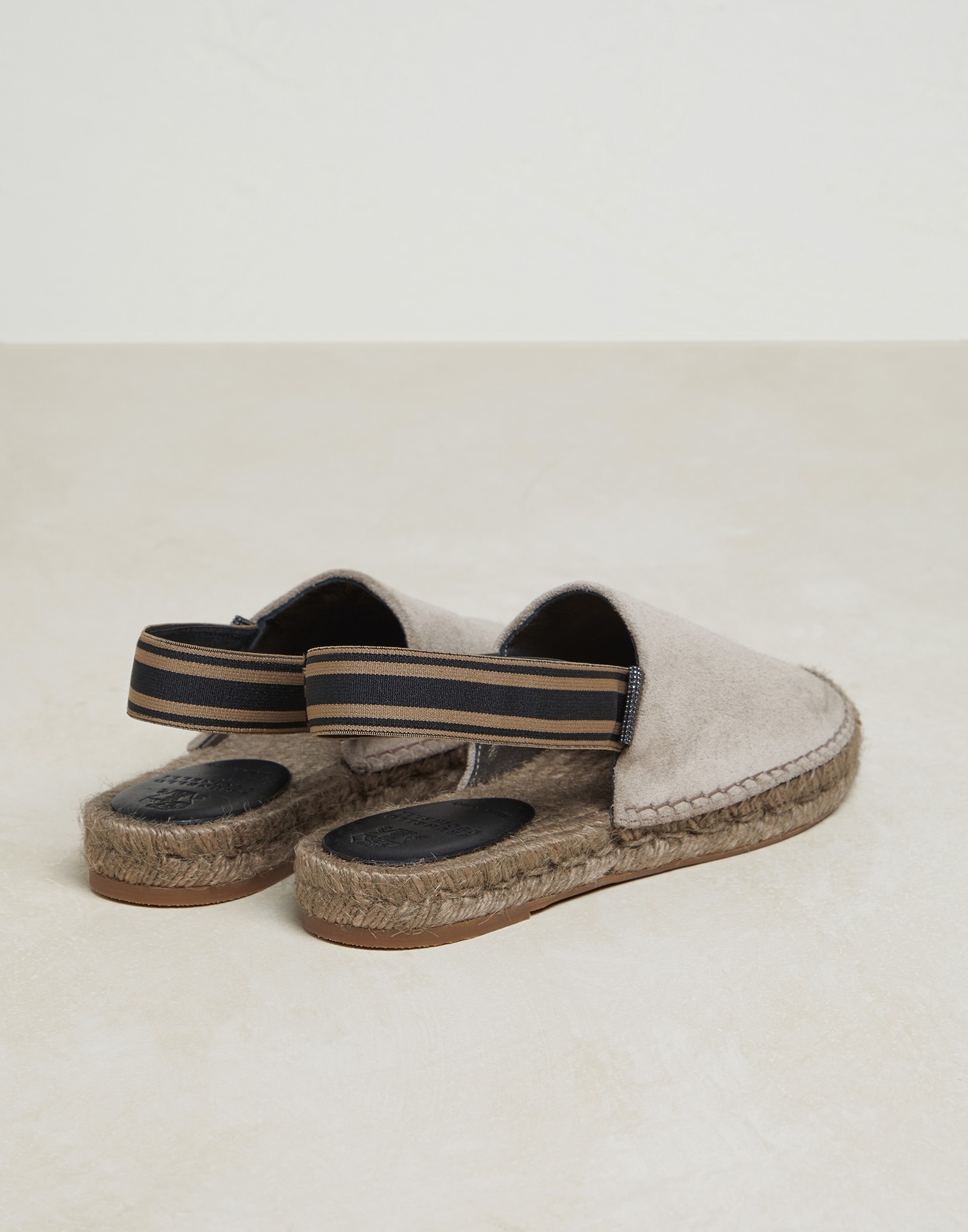 Suede espadrilles with striped strap and shiny tab - 3