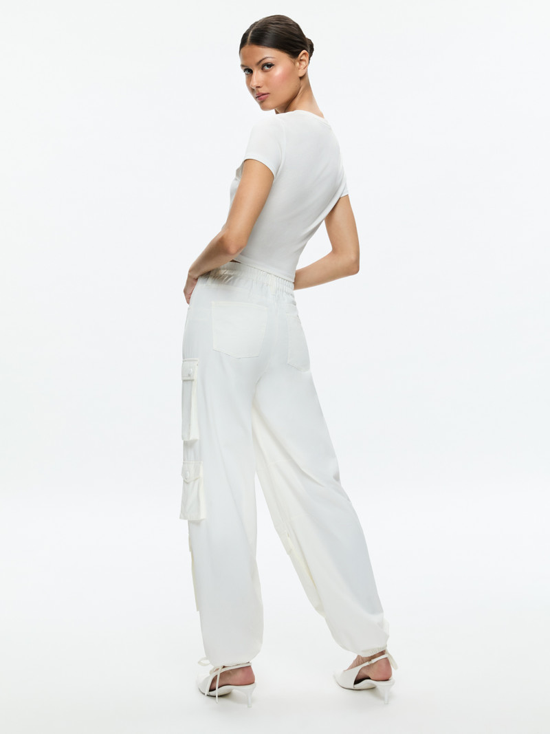 Alice + Olivia OLYMPIA HIGH RISE ANKLE TIE CARGO PANTS outlook