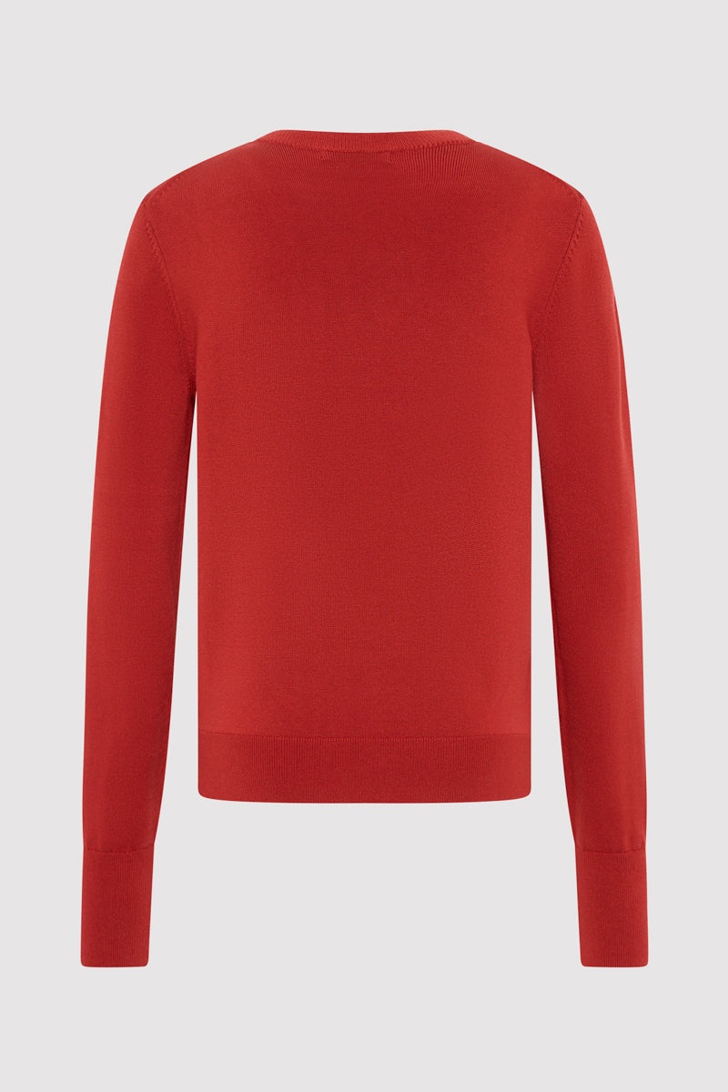 Classic Crew Neck Sweater - Rosso - 7