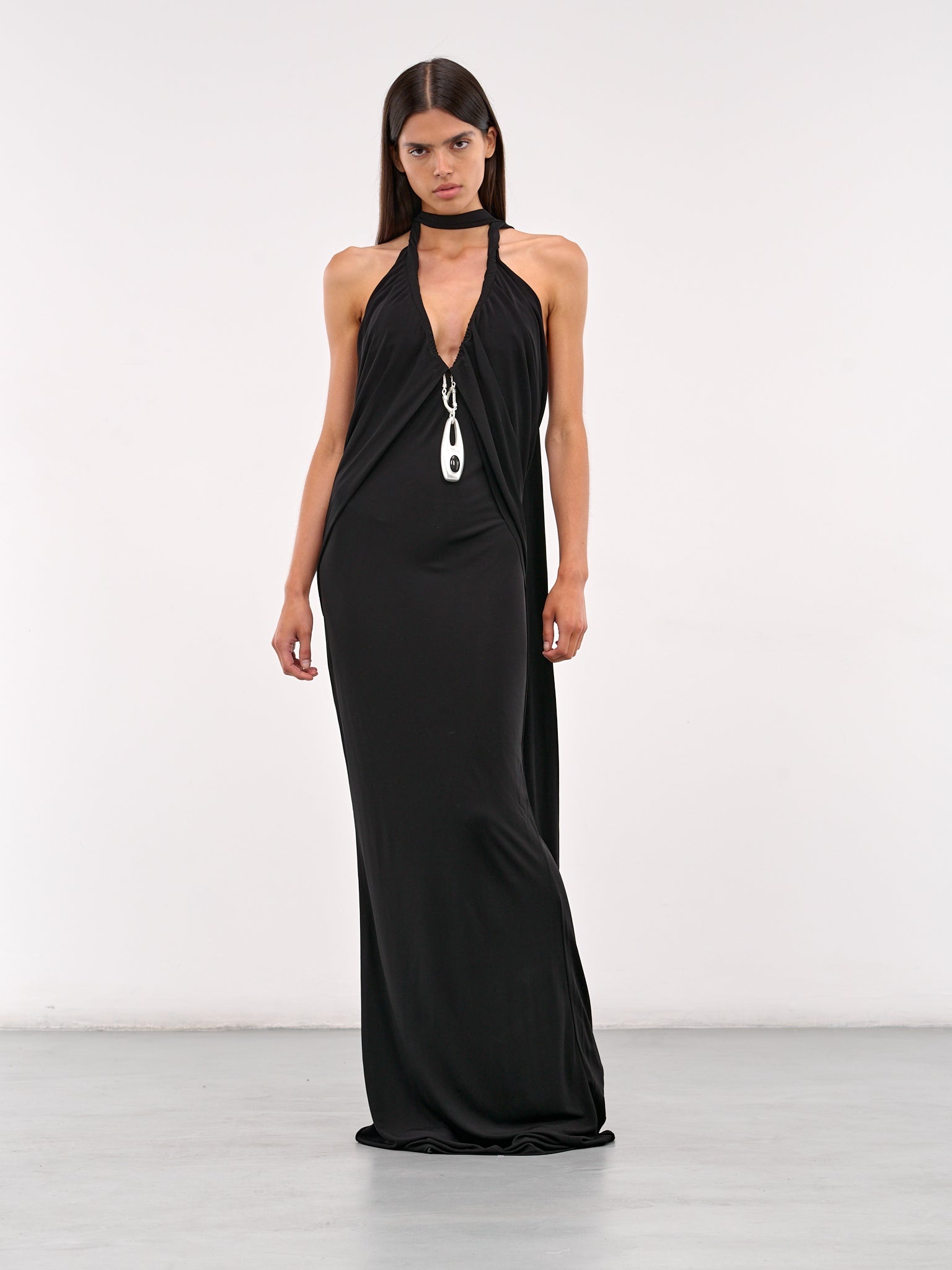 Lavalliere Draped Halter Dress - 6