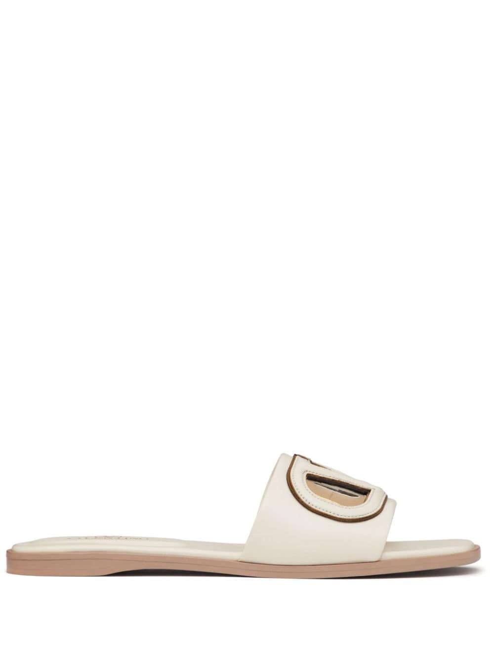 VLogo Signature flat leather sandals - 1