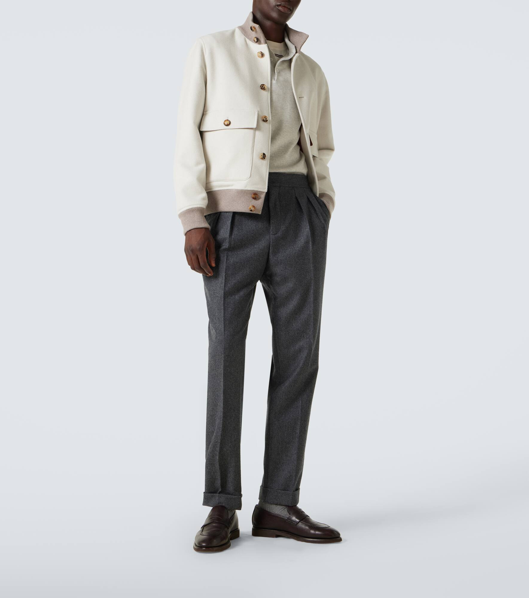 Pleated virgin wool slim pants - 2