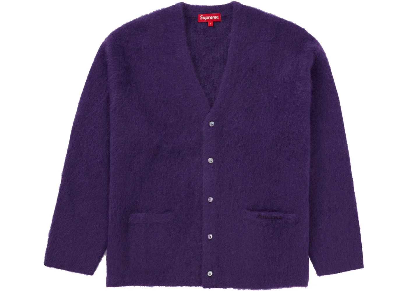 Supreme Brushed Mohair Cardigan Purple - 1