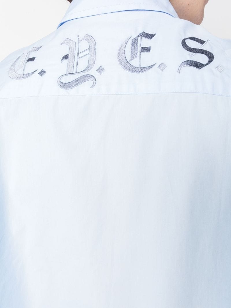 embroidered-logo oversized shirt - 5