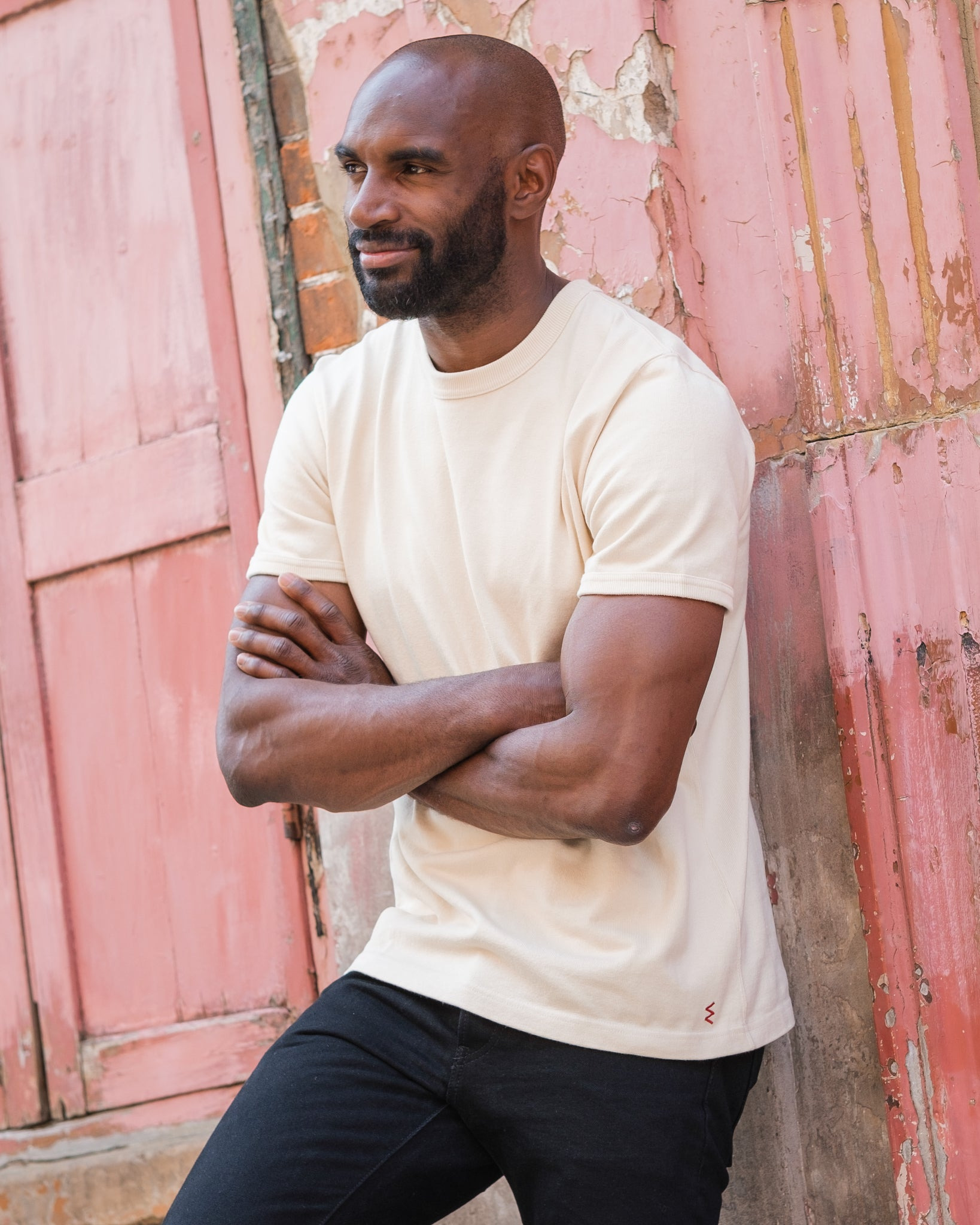 IHT-1600-CRM 11oz Cotton Knit Crew Neck T-Shirt - Cream - 4