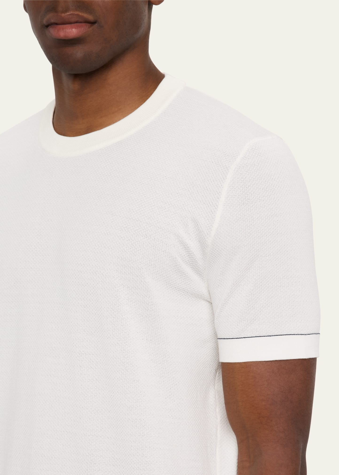 Men's Sea Island Cotton Short-Sleeve Crewneck Sweater - 5
