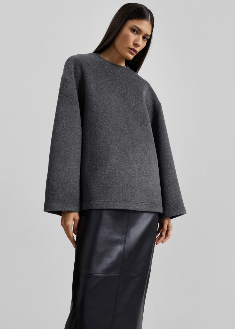 Delancey Long Sleeve Wool Top - Dark Grey Melange 8