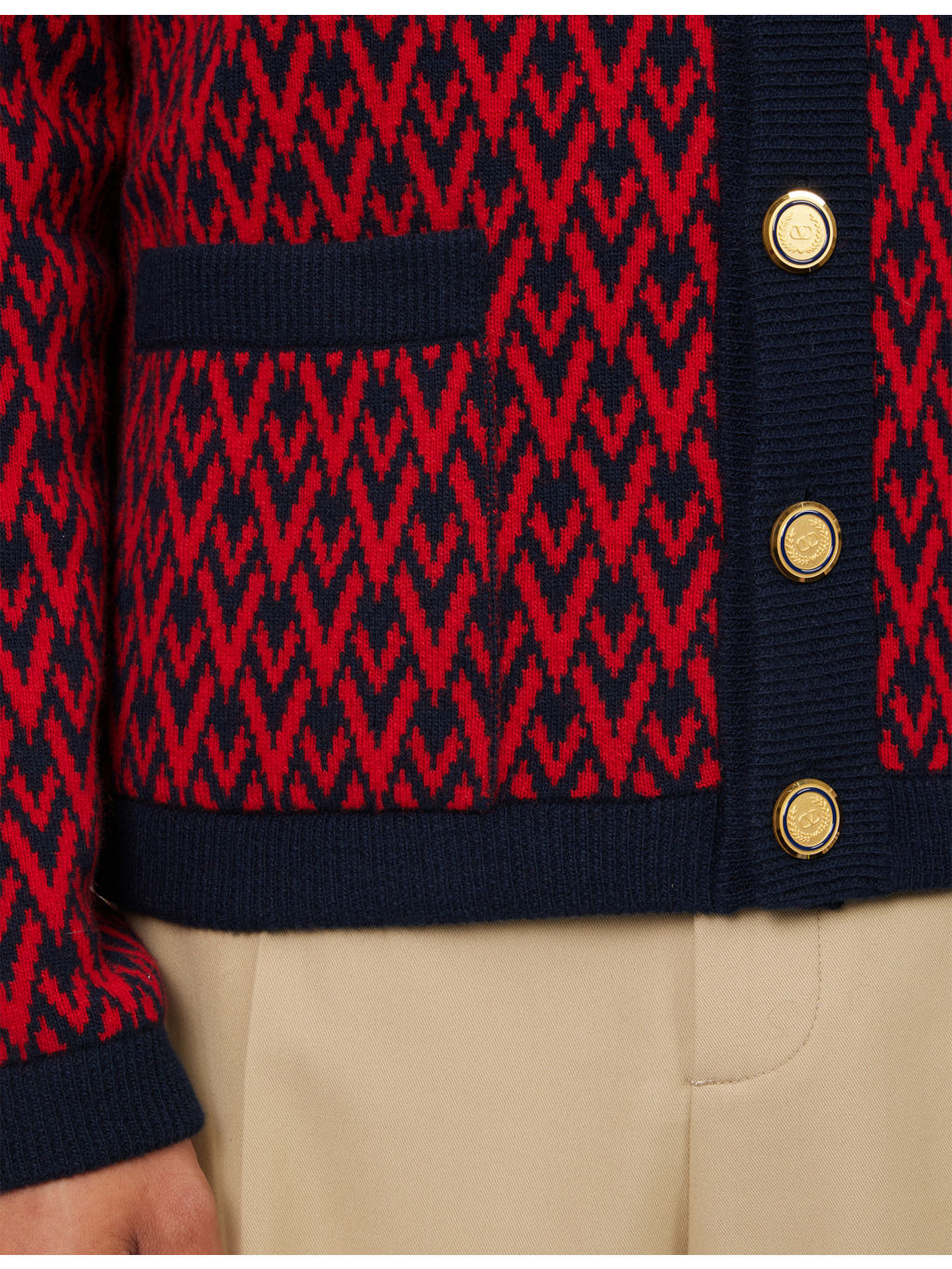 Monogram V-Neck Wool Cardigan - 5
