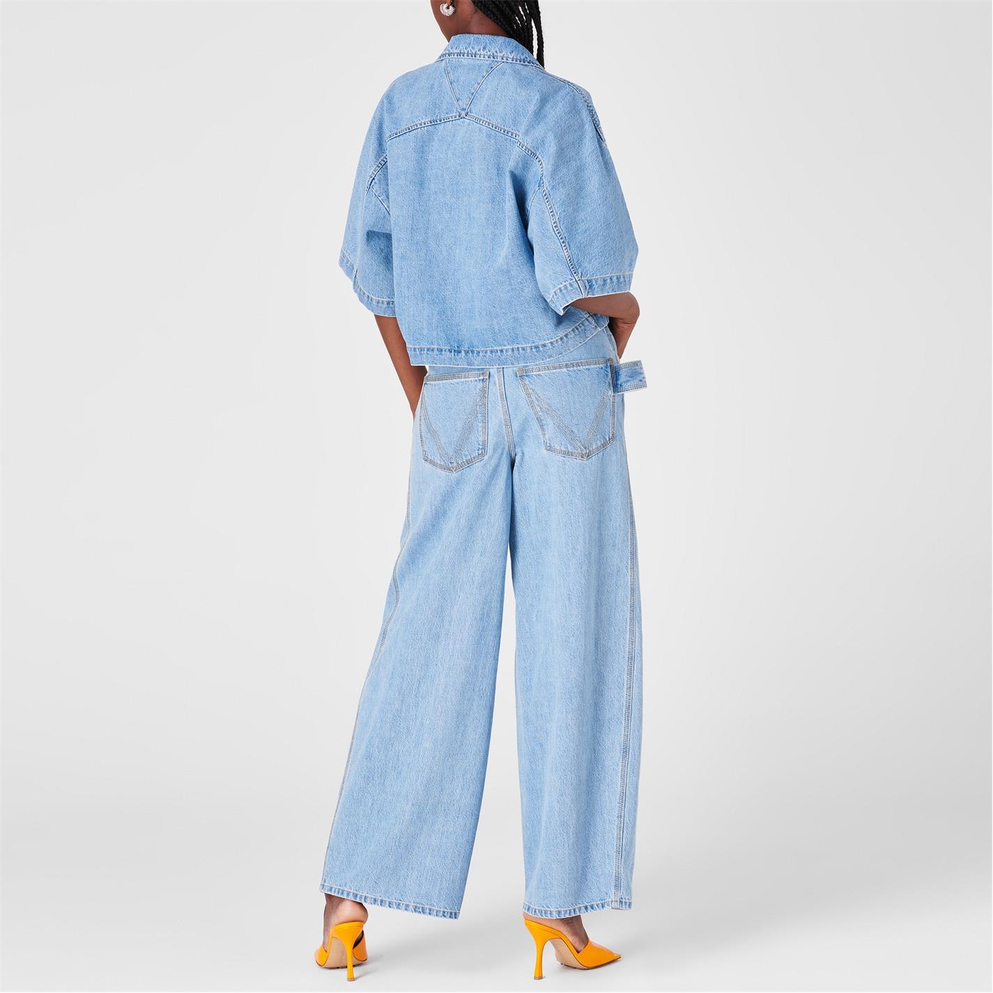 WIDE LEG LIGHT BLEACHED DENIM - 4