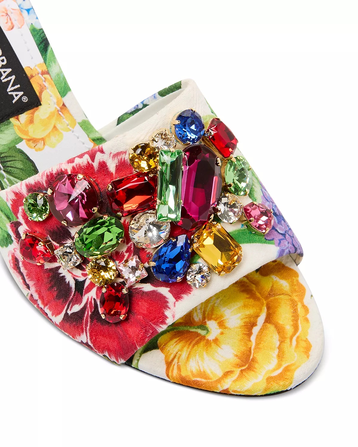 Women's Crystal Embellished Flower Print High Heel Sandals - 6
