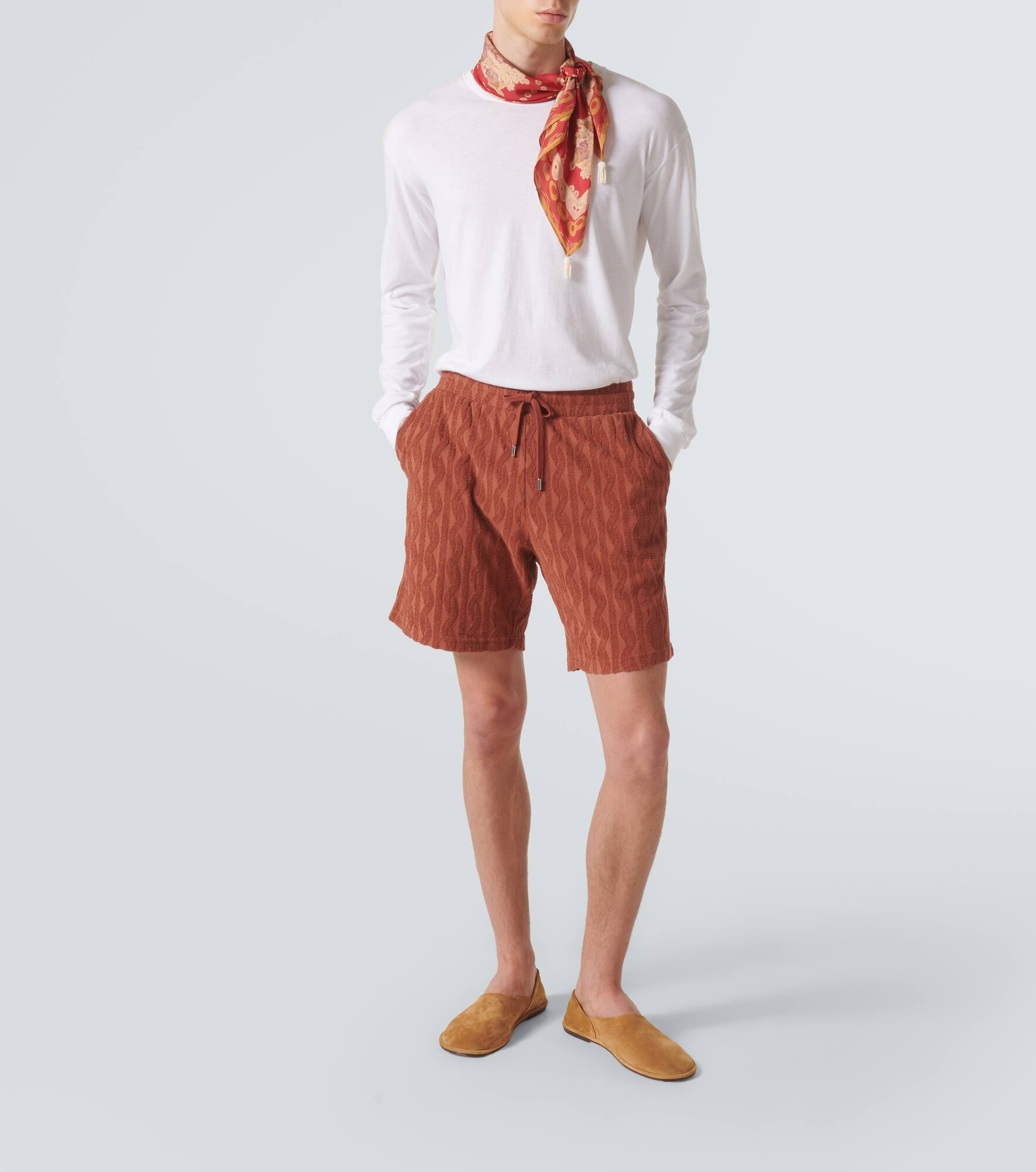 Augusto cotton terry jacquard shorts - 2