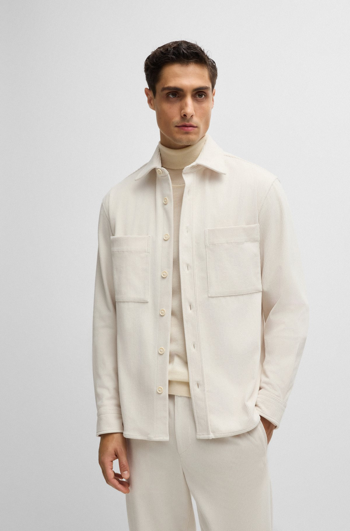 RELAXED-FIT SHIRT IN CORDUROY WITH KENT COLLAR - 2