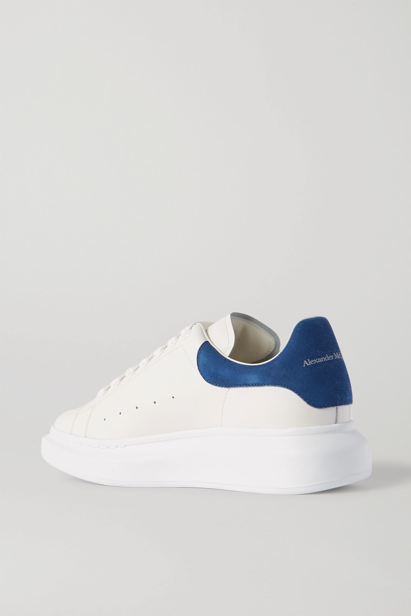 Two-tone suede-trimmed leather exaggerated-sole sneakers - 4