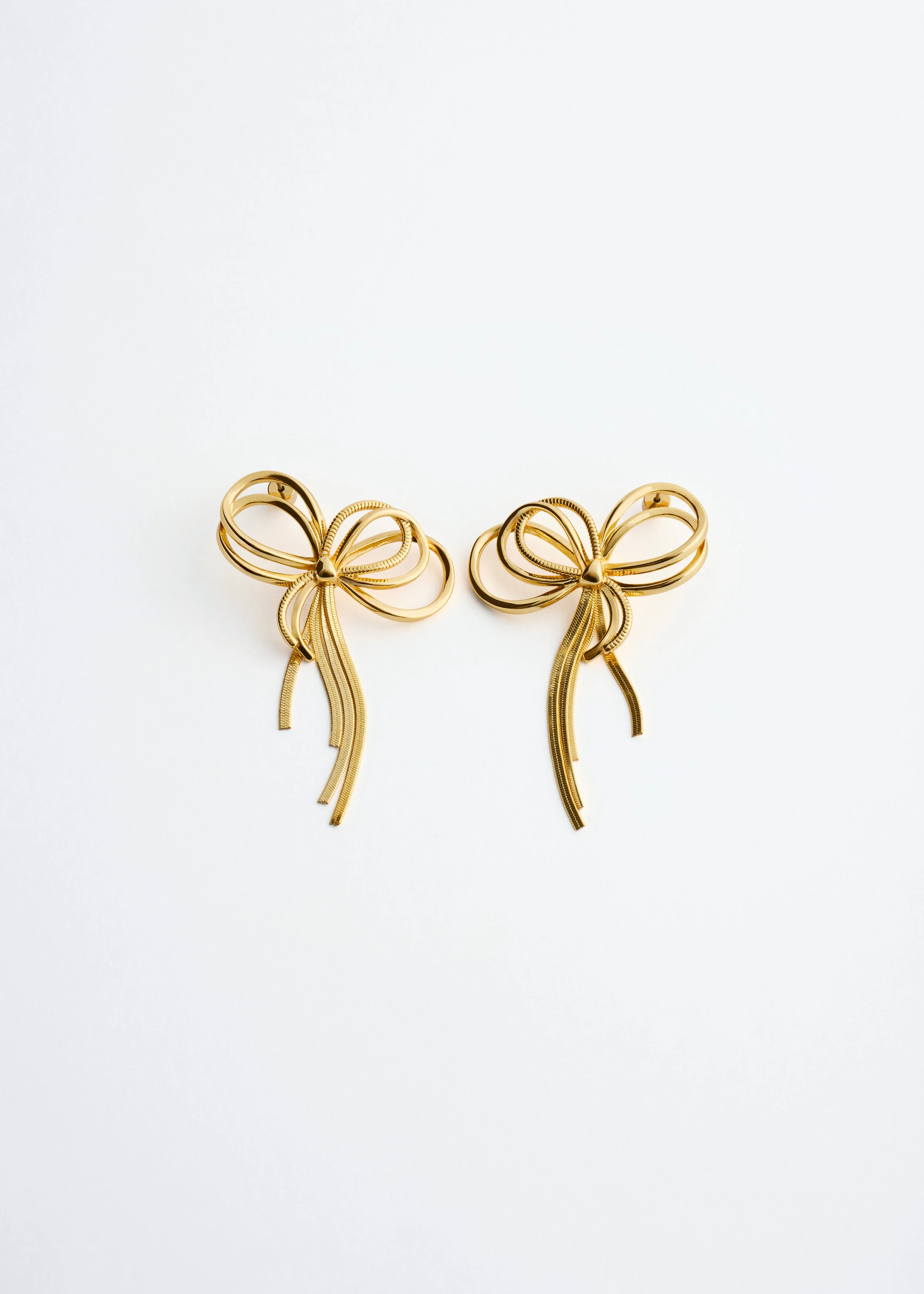 Polished Brass Bow Earrings - 1