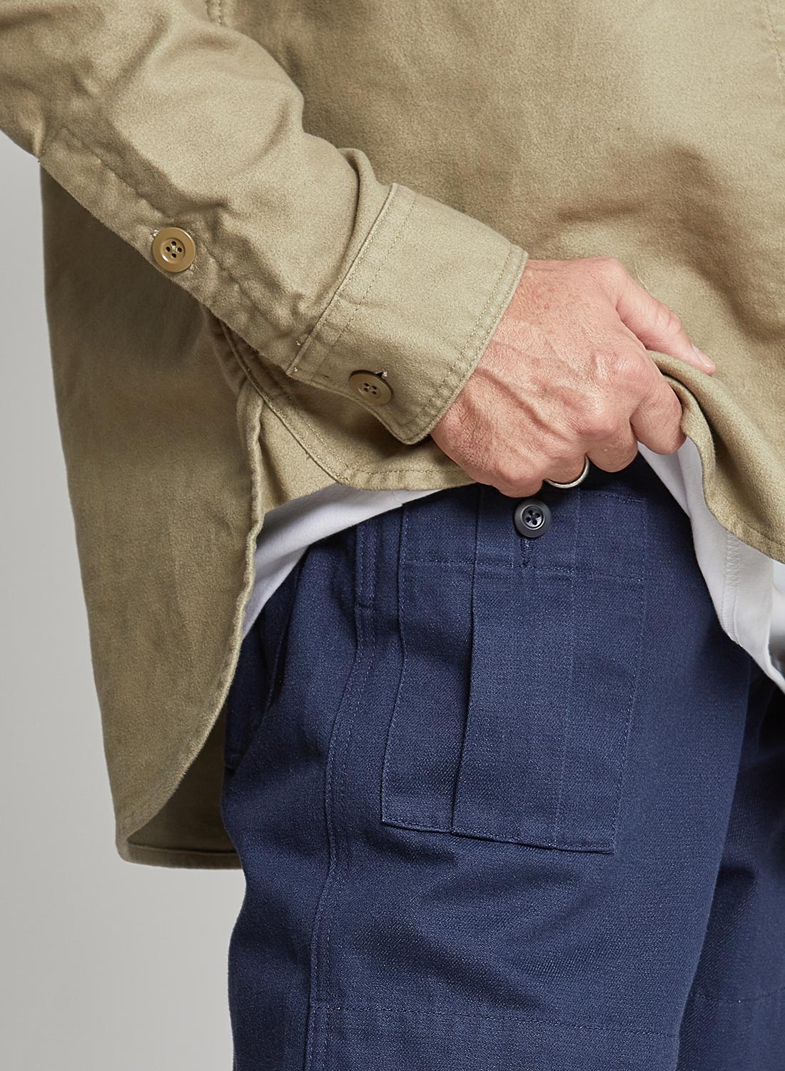 6 Pocket Pant Heavy Cotton in Black Navy - 3
