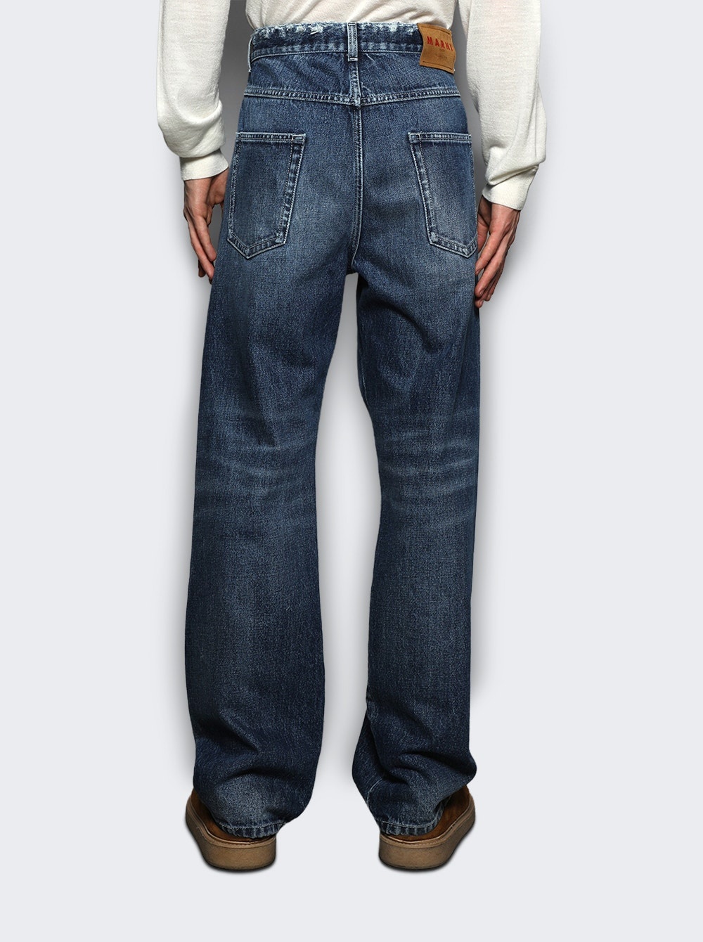 Denim Patch Straight Leg Jeans Blue - 4