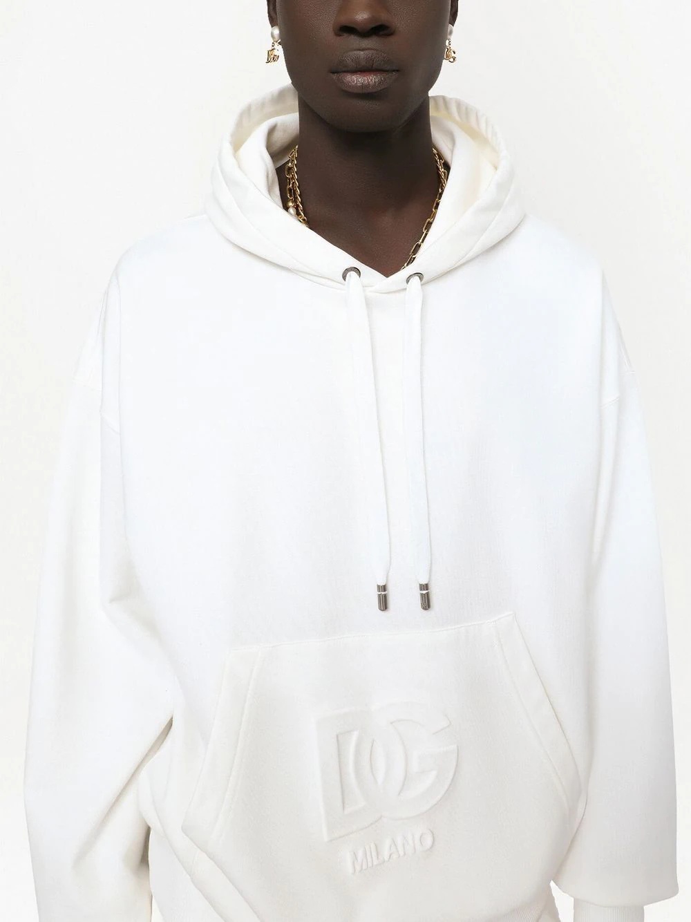 embossed-logo jersey hoodie - 5