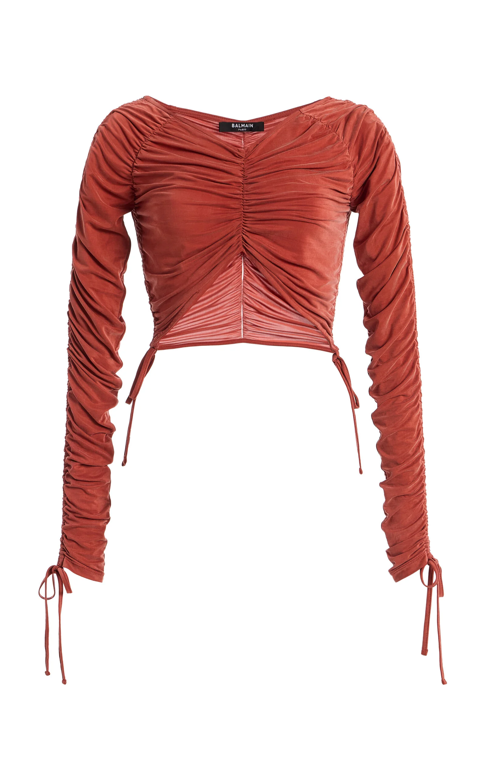 Cropped Draped Jersey Top red - 1