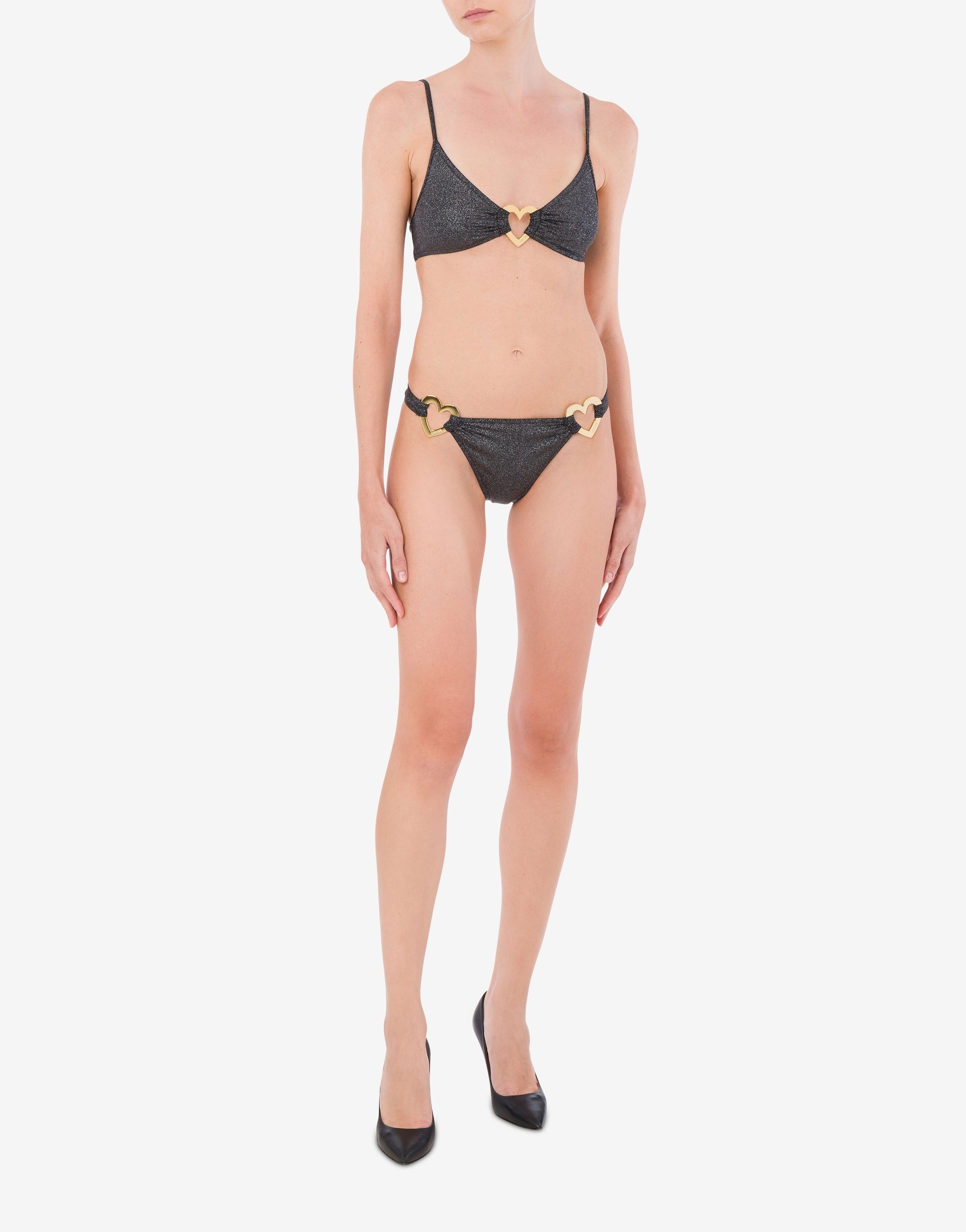 GLITTER METAL HEART BIKINI TOP - 1