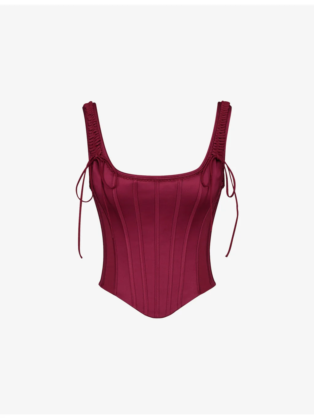 Iman Square-Neck Satin Corset Top - 1