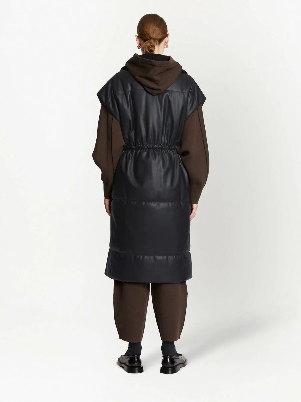padded faux-leather gilet - 4