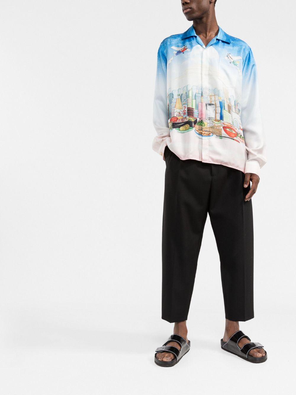 Casa Cafe landscape-print silk shirt - 2